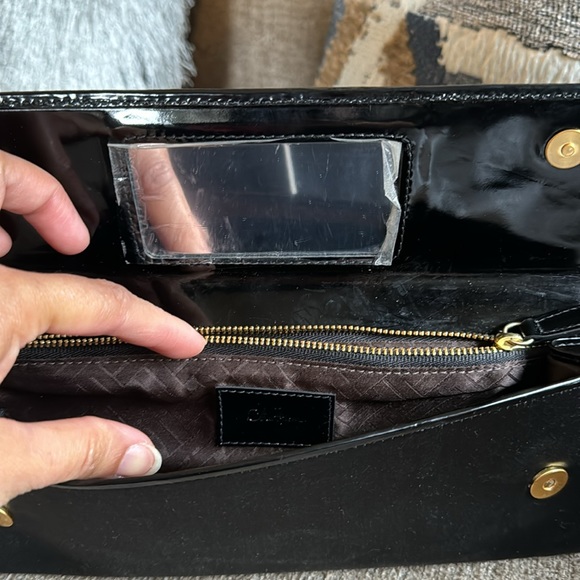 NWT Cole Haan small flap black satin clutch - Picture 5 of 8